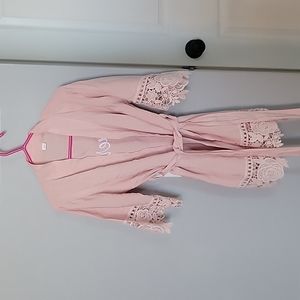 Flower girl pink cotton robe size 4 child